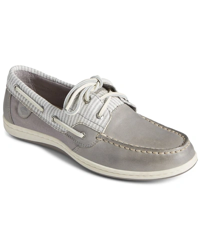 Sperry Koifish Linen Stripe Leather Boat Shoe In Grey
