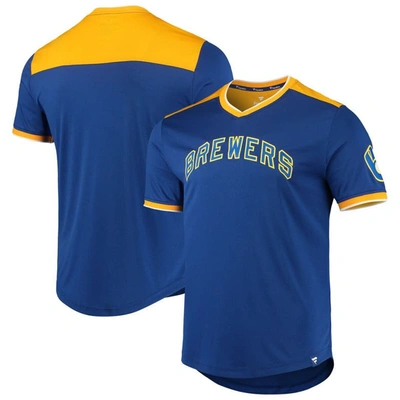 Fanatics Men's  Royal And Gold Milwaukee Brewers True Classics Walk-off V-neck T-shirt In Royal,gold
