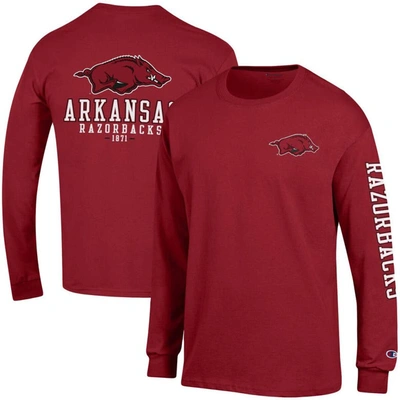 Champion Cardinal Arkansas Razorbacks Team Stack Long Sleeve T-shirt