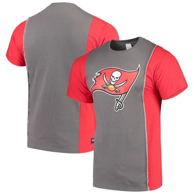 Refried Apparel Pewter/red Tampa Bay Buccaneers Sustainable Upcycled Split T-shirt