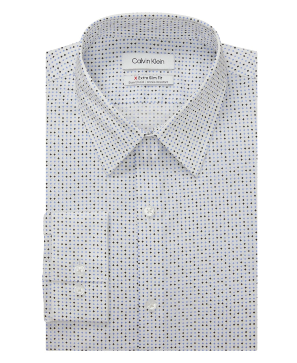 Calvin Klein Men's Stain Shield Extra Slim Fit Stretch Untucked Dress Shirt  In Red Multi | ModeSens