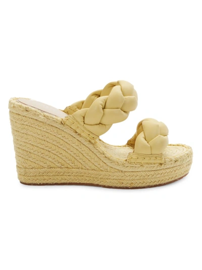 Kenneth Cole New York Women's Footwear Olivia Braid Espadrille Wedge Sandals Women's Shoes In Yellow