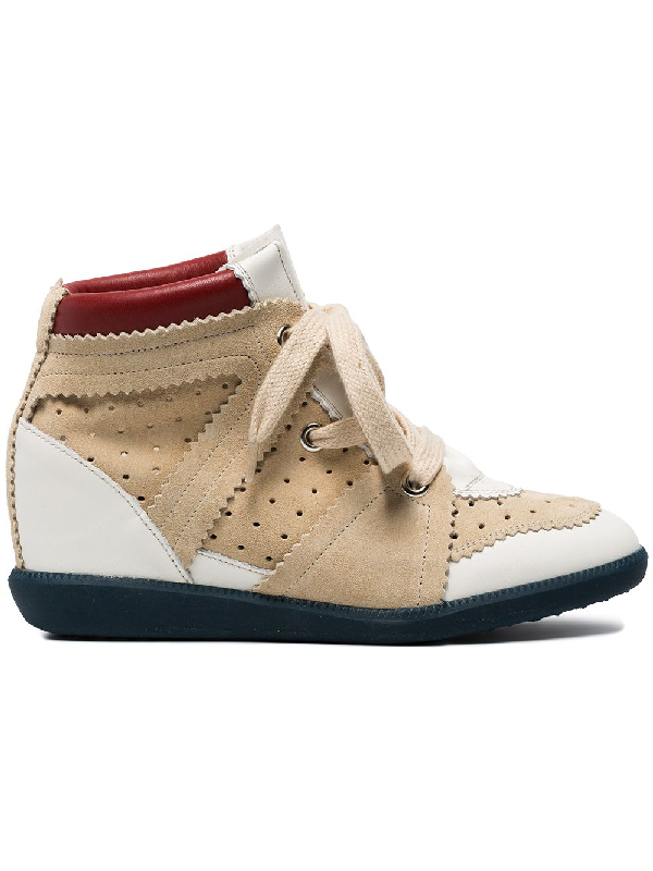 Marant Leather And Suede Sneakers White ModeSens