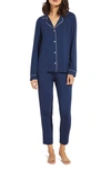 Eberjey Gisele Slim Jersey Knit Pajamas In Navy/ Ivory