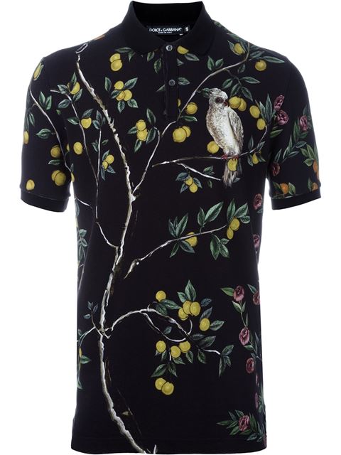 Dolce & Gabbana Lemon And Bird Print Polo Shirt | ModeSens