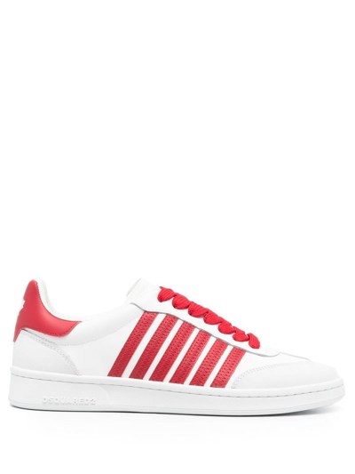 Dsquared2 Boxer Leather Low Sneakers In White