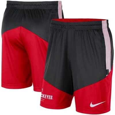 Nike Men's  Black And Scarlet Ohio State Buckeyes Team Performance Knit Shorts In Black,scarlet