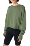 Sweaty Betty After Class Cotton Blend Crop Sweatshirt In Heather Green