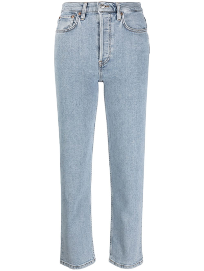 Re/done 70s Stove Pipe High-rise Jeans In Blue