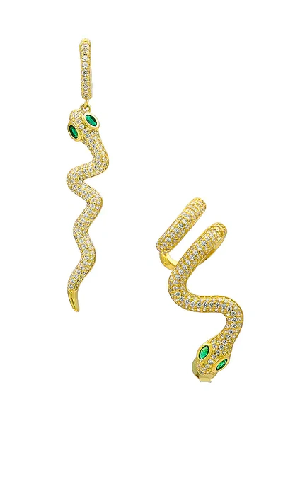 Adinas Jewels Pave Snake Earring Set In Gold