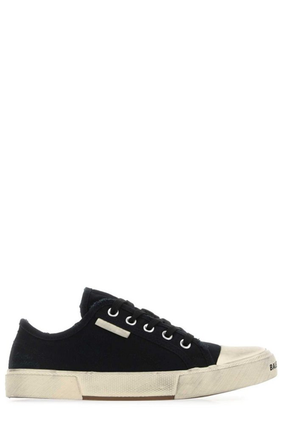 Balenciaga Paris Canvas Low-top Sneakers In Black