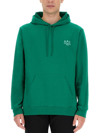 Apc Marvin Logo-embroidered Cotton-jersey Hoodie In Green