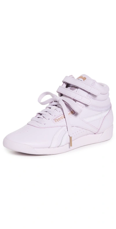 Reebok Cardi B Freestyle Hi Leather Sneakers In Quartz Glow/lilac  Fog/footwear White | ModeSens