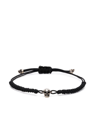 Alexander Mcqueen Skull-charm Cord Bracelet In Black