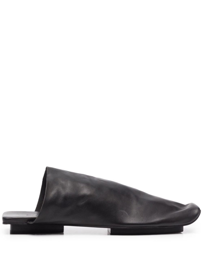 Uma Wang Square-toe Flat Mules In Black