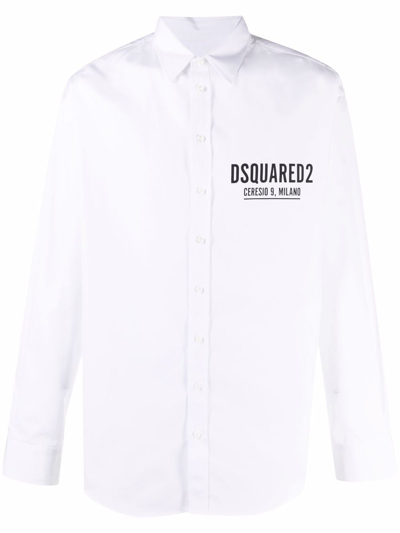 Dsquared2 Logo-print Cotton Shirt In White