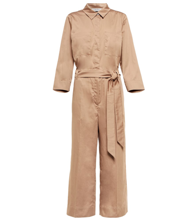 's Max Mara Nepal Cotton Satin Casual Jumpsuit In Brown