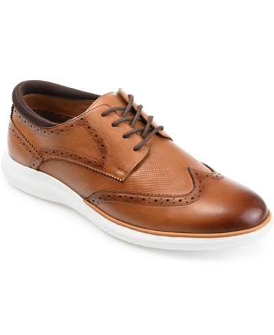 Thomas & Vine Men's Savage Embossed Wingtip Derby Dress Shoes Men's Shoes In Cognac