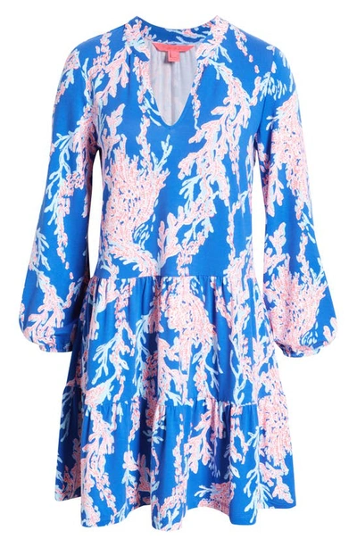 Lilly Pulitzer Traci Jersey Long-sleeve Swing Dress In Borealis Blue