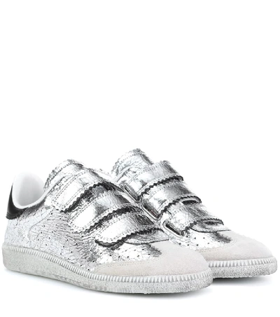 Isabel Marant Beth Basket Silver Leather Sneakers | ModeSens