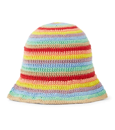 Anna Kosturova Striped Crochet Bucket Hat In Summer Stripe