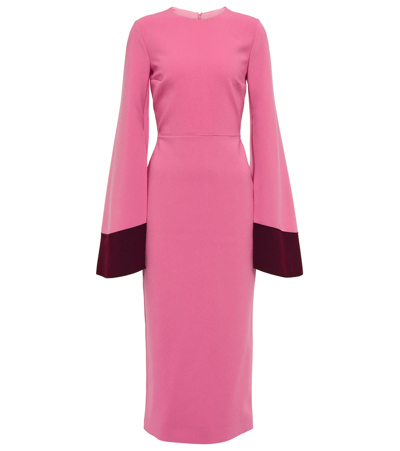 Roksanda Zimara Exaggerated-sleeve Crepe Midi Dress In Pink