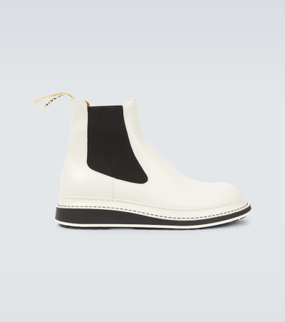 Loewe Leather Chelsea Boots In White