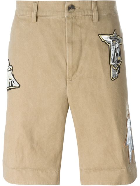 Loewe Patched Bermuda Shorts In Khaki | ModeSens