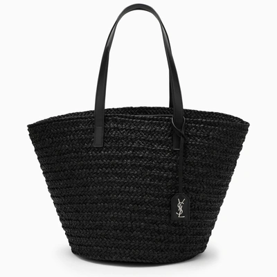 Saint Laurent Medium Raffia Tote Bag Black