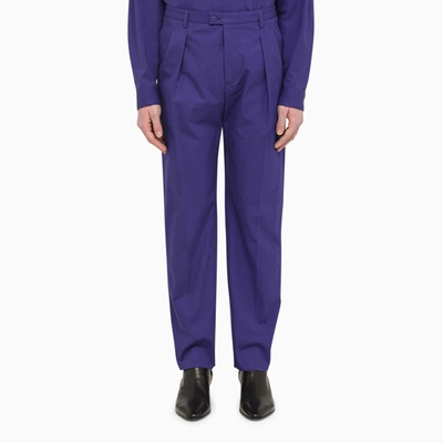 Saint Laurent Blue Pleated Trousers In Purple