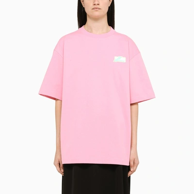 We11 Done Pink T-shirt With Contrasting Logo