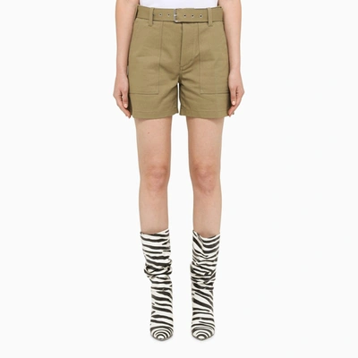 Department Five Khaki Cotton Shorts In Green
