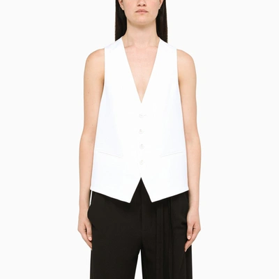 Ann Demeulemeester White Cotton Waistcoat Jacket