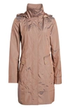 Cole Haan Signature Back Bow Packable Hooded Raincoat In Mauve