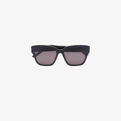 Balenciaga Logo-print Square-frame Sunglasses In Black