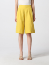 Liu •jo Elasticated-waist Pleat-detail Bermuda Shorts In Yellow