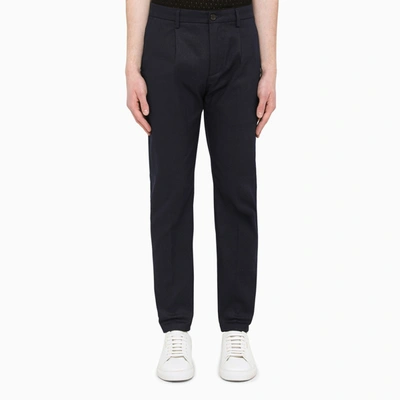 Department 5 Navy Pleated Trousers In Blue