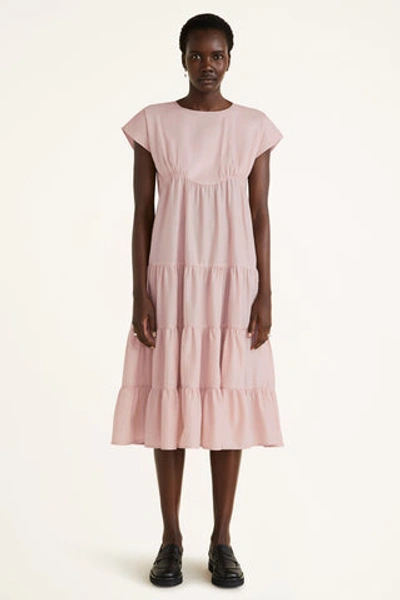 Merlette Alen Pink Tiered Cotton Dress In Rose