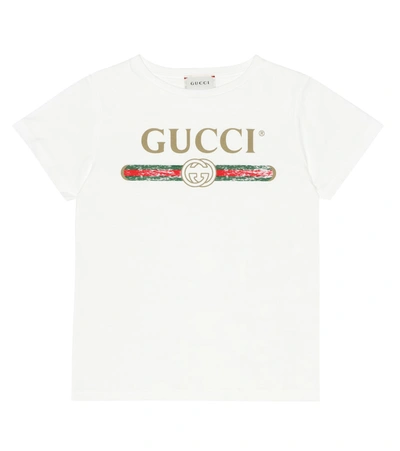 Gucci Kids' Cotton Jersey T-shirt In White,green