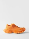 Balenciaga Track.3 Distressed Mesh And Nylon Sneakers In Orange