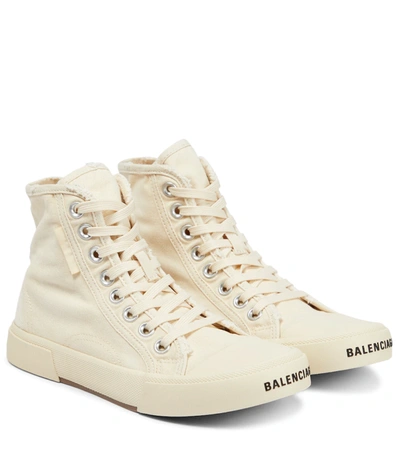 Balenciaga Paris Distressed Canvas High-top Trainers In White