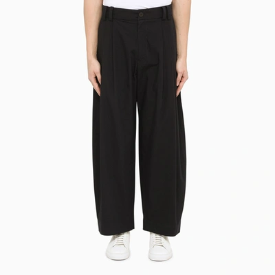 Studio Nicholson Black Baggy Trousers In Blue