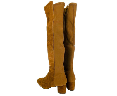 Stuart Weitzman Women's Coffee Brown Suede Heel Knee High Boots