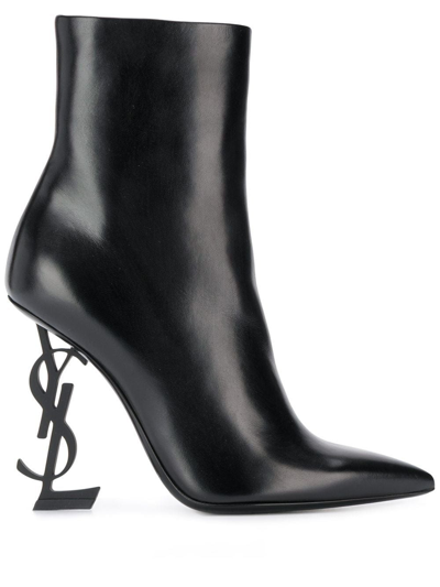 Saint Laurent Opyum 105mm Ankle Boots In Nero