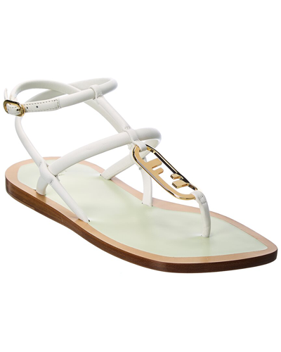 Fendi Toe Strap Sandals In White