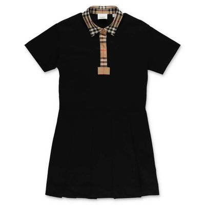 Burberry Kids' Sigrid Vintage Check-print Polo Shirt Stretch-cotton Dress 3-14 Years In Black