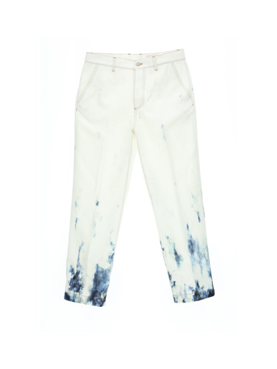 Alexander Mcqueen Blue Sky Printed Slim-leg Jeans In White