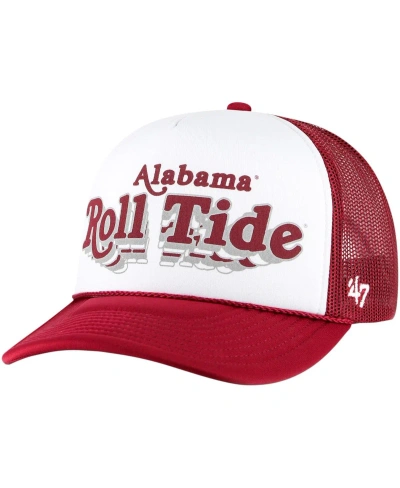 47 Brand Men's ' White, Crimson Alabama Crimson Tide Article Foam Front Trucker Hat In White,crimson