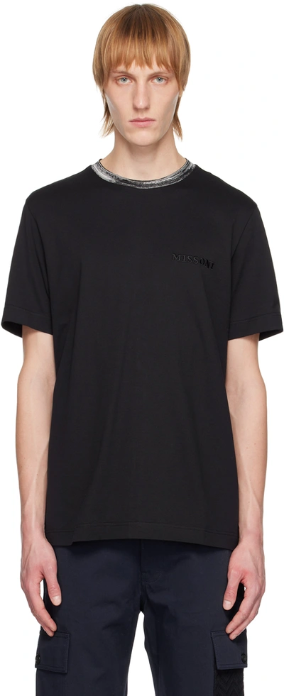 Missoni Logo Embroidered Cotton T-shirt In Black
