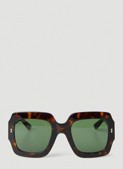 Gucci Gg1111s Havana Female Sunglasses In Green
